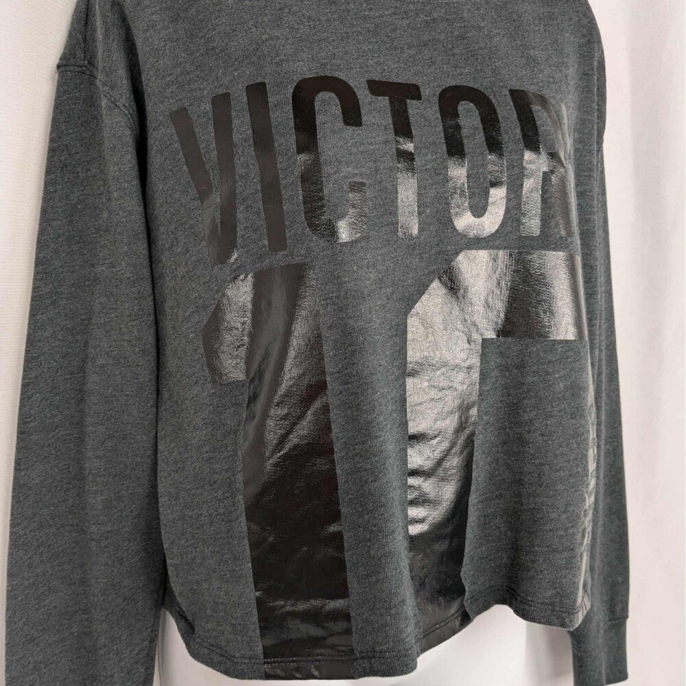 Victoria Sport Cropped Sweatshirt  Womens Terry Top Sz Small Long Sleeve Gray S